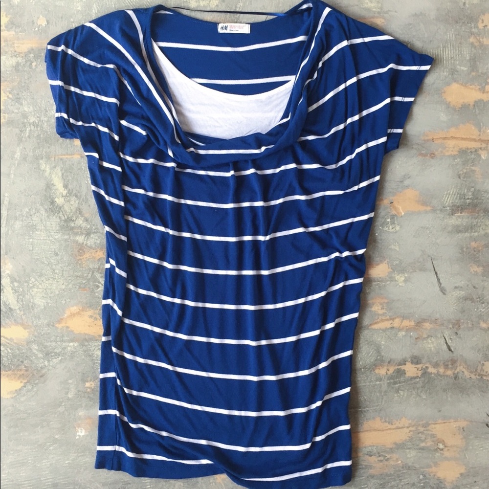 H&M Blue 2-Layered Striped Tee Shirt